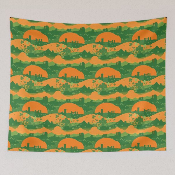 Item preview, Irish Shamrock Landscapes Silhouettes at Sunset designed and sold by FestivityFinds.