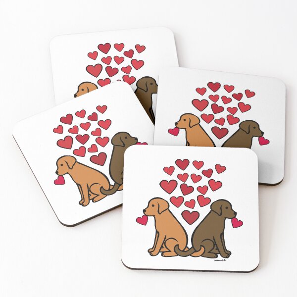 Item preview, Fox Red Lab and Chocolate Lab with Hearts designed and sold by HappyLabradors.