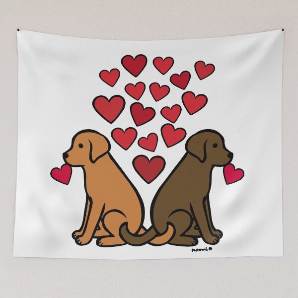 Item preview, Fox Red Lab and Chocolate Lab with Hearts designed and sold by HappyLabradors.