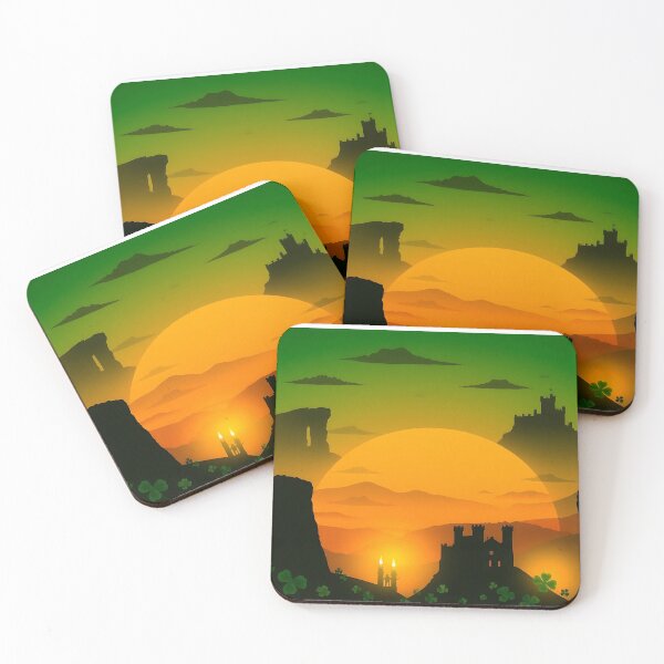 Item preview, Irish Shamrock Landscapes Silhouettes at Sunset designed and sold by FestivityFinds.