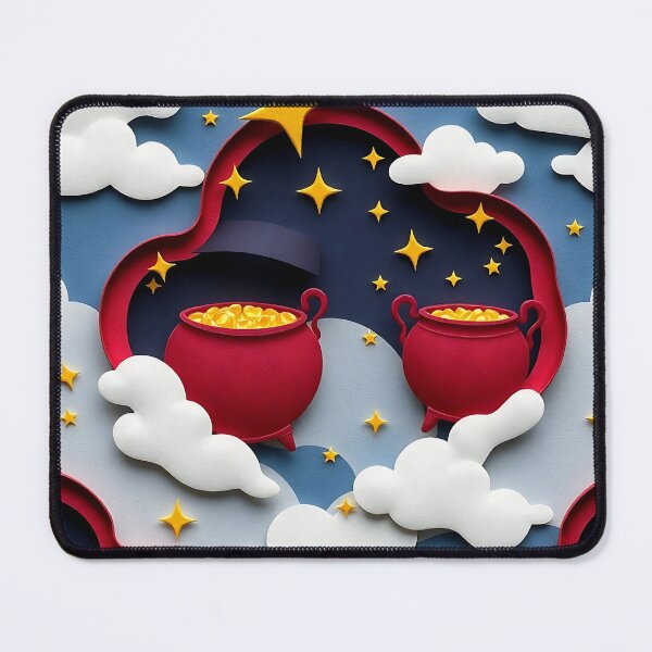 Item preview, Pot of gold, clouds and sparkling stars designed and sold by FestivityFinds.