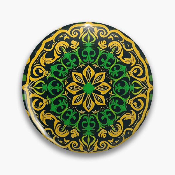 Item preview, Seamless Pattern of Celtic Mandalas, Shamrocks, and Spirals in Emerald Green and Gold designed and sold by FestivityFinds.
