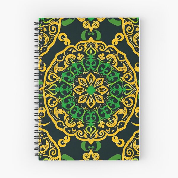 Item preview, Seamless Pattern of Celtic Mandalas, Shamrocks, and Spirals in Emerald Green and Gold designed and sold by FestivityFinds.