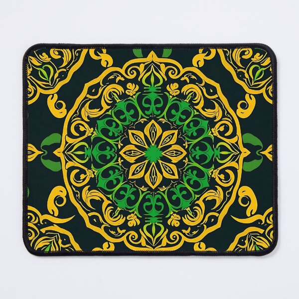 Item preview, Seamless Pattern of Celtic Mandalas, Shamrocks, and Spirals in Emerald Green and Gold designed and sold by FestivityFinds.