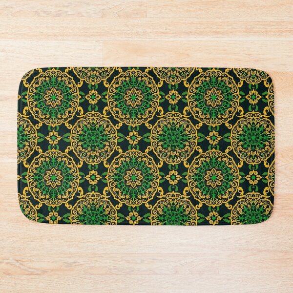 Item preview, Seamless Pattern of Celtic Mandalas, Shamrocks, and Spirals in Emerald Green and Gold designed and sold by FestivityFinds.