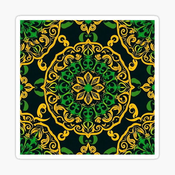 Item preview, Seamless Pattern of Celtic Mandalas, Shamrocks, and Spirals in Emerald Green and Gold designed and sold by FestivityFinds.
