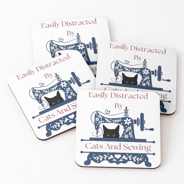 Item preview, Easily Distracted By Cats And Sewing - A Cat Sewing designed and sold by Wiss2Arts.