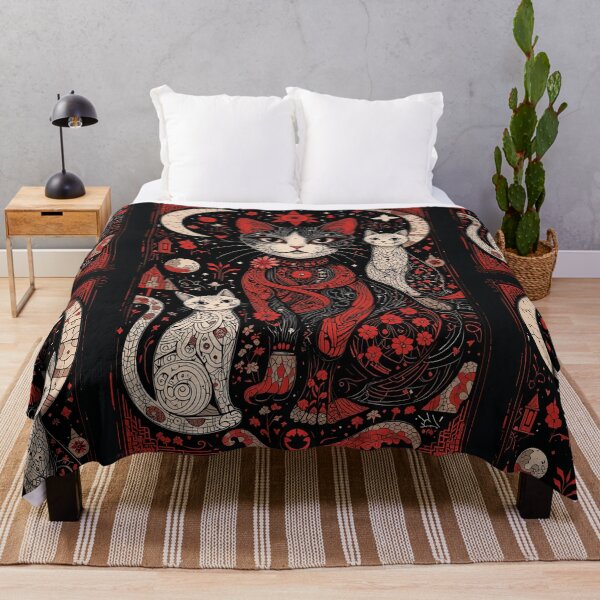 Item preview, Kawaii Black and Red Cat Retro Illustration Vintage Doodle Art designed and sold by Witty Shirts.
