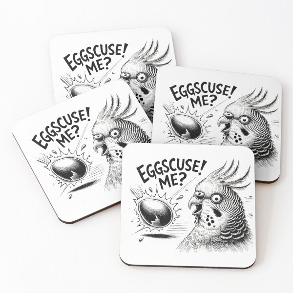 Item preview, Eggscuse me! Punny Cockatiel Art designed and sold by ThatBird.