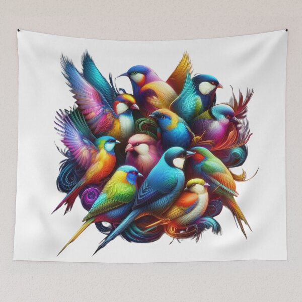 Item preview, Harmony of Colors – A Vibrant Flock of Birds ✨ designed and sold by GloriousArtSKD.