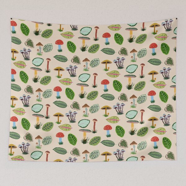 Item preview, Magic Mushrooms and Leaves Pattern designed and sold by NOTSNIW ART.