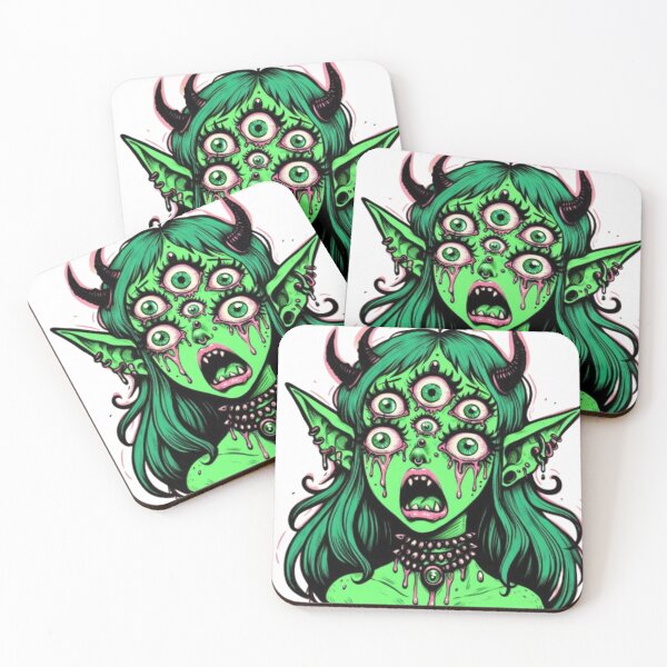 Item preview, Trippy Creepy Crying Green Demon Girl designed and sold by SublimeFairy.