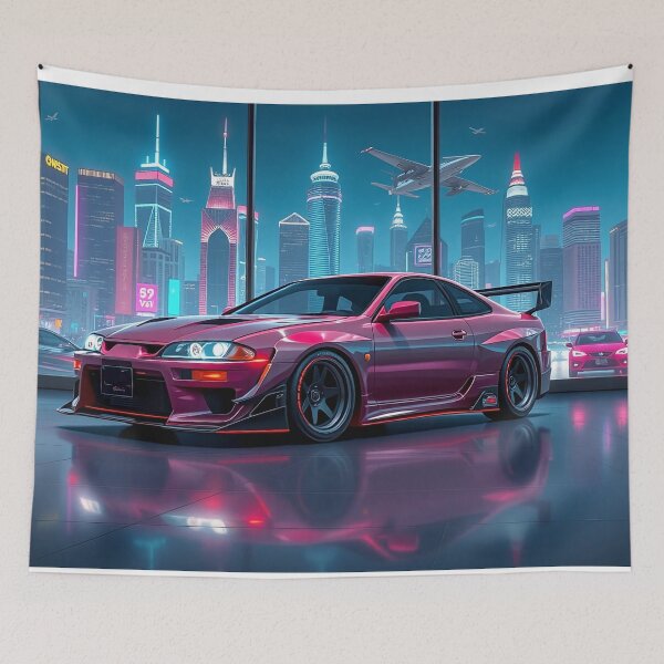 Item preview, Futuristic Nissan Silvia in the exhibition room, cyberpunk art designed and sold by Salimgor Hangaround Music.
