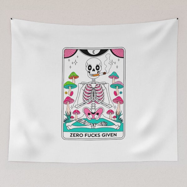 Item preview, Zero fucks given, skeleton, mushrooms, funnyfits70, Humor, Funny, retro, vintage, funny quotes, animal humor, designed and sold by FunnyFits70.