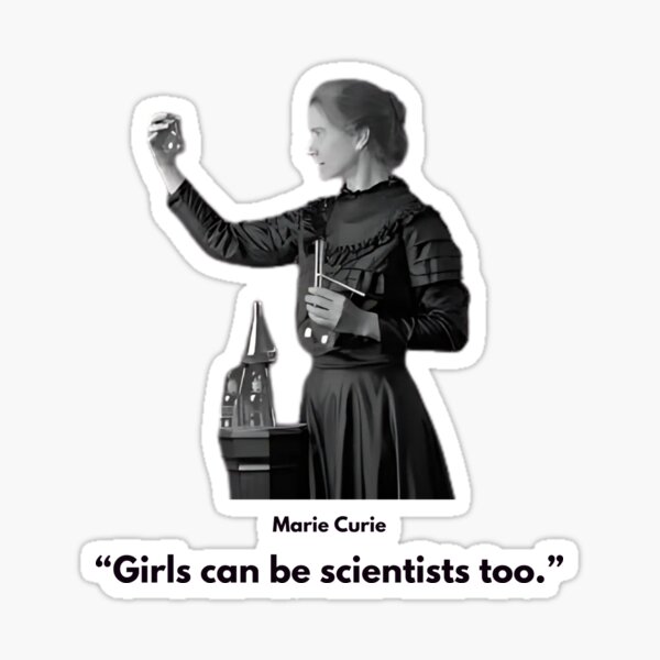 Artikel-Vorschau von Auch Mädchen können Wissenschaftlerinnen sein – Motivationszitat von Marie Curie 2, designt und verkauft von The Science Network Store.
