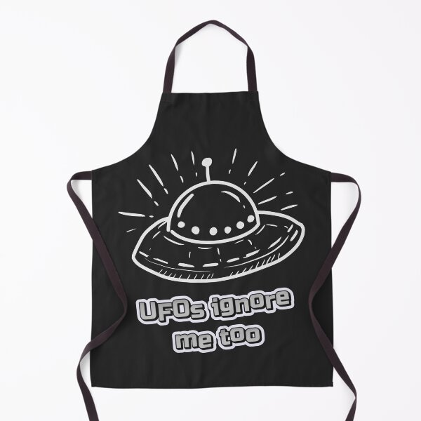 Item preview, UFOs Ignore Me Too White Doodle Spaceship on Black designed and sold by SplashTastic.