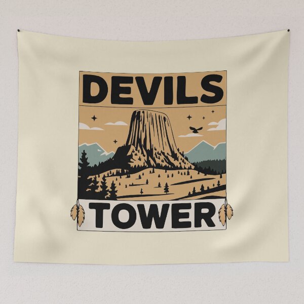 Item preview, Devils Tower: Iconic Wyoming Landmark Vintage Travel Art designed and sold by skiprender.
