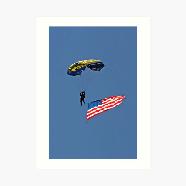 Parachuting with the Flag Art Print