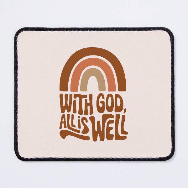 Item preview, With God, All Is Well Boho Rainbow Christian Bible Verse Typography designed and sold by KnitLuv.