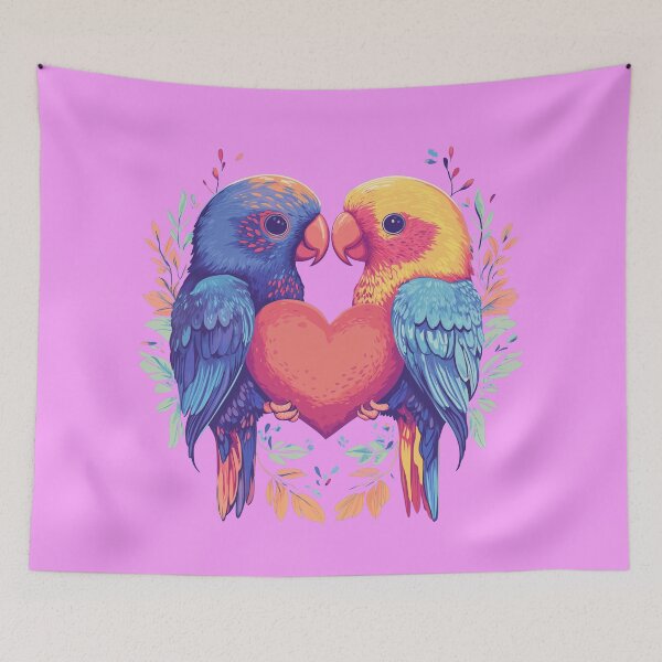 Item preview, Cute two love birds cartoon with heart designed and sold by FluffyGallery.