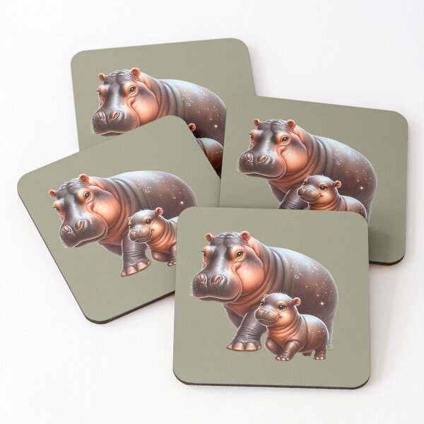 Item preview, Moodeng pygmy hippo and mom designed and sold by Ningodino.