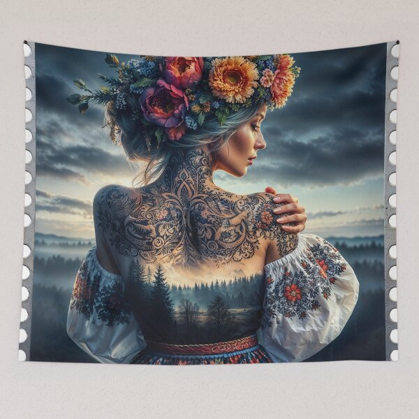 Item preview, folklore postage stamp Poland Europe landscape model nature floral sky dejco.art by domin designed and sold by dejco.art.