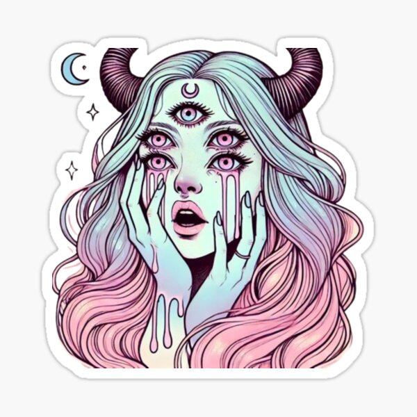 Item preview, Pastel Demon Girl Crying Trippy designed and sold by SublimeFairy.