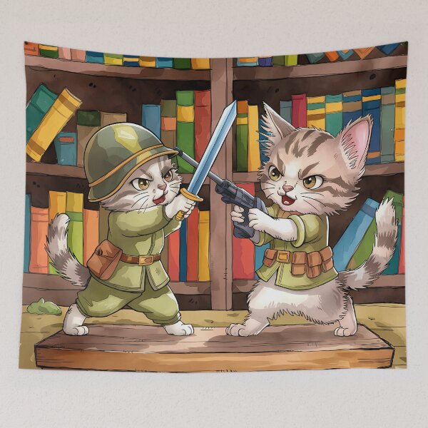Item preview, Library Kitten Wars – Epic Feline Showdown designed and sold by Dshoppin.