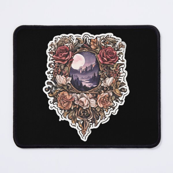 Item preview, Portal de espejos con diseño floral de fantasía: pegatinas y arte con estética literaria designed and sold by MuseAI.