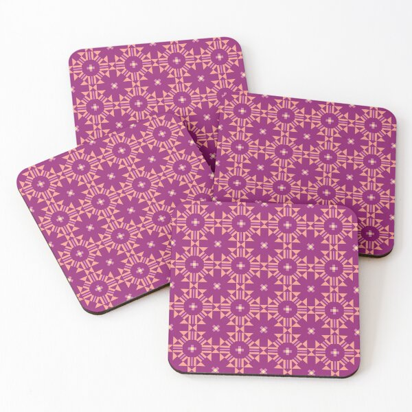 Item preview, Pink and Orange Geometric Floral Cheater Quilt Pattern designed and sold by scome.