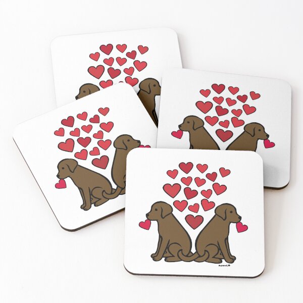Item preview, Two Chocolate Labs with Hearts designed and sold by HappyLabradors.