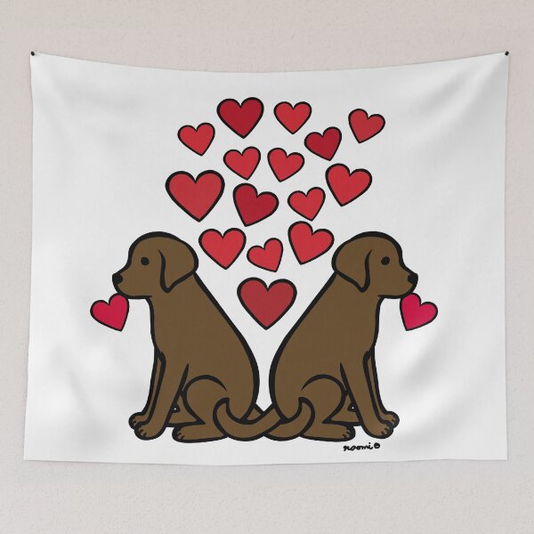 Item preview, Two Chocolate Labs with Hearts designed and sold by HappyLabradors.