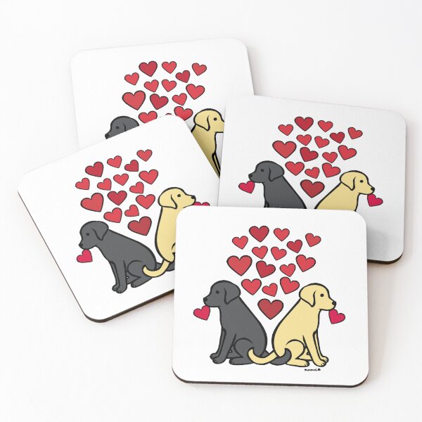 Item preview, Black Lab and Yellow Lab with Hearts designed and sold by HappyLabradors.