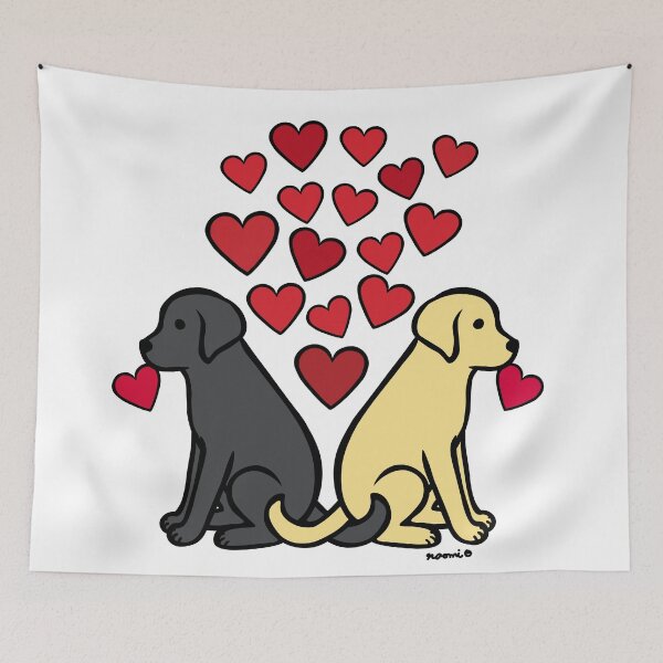 Item preview, Black Lab and Yellow Lab with Hearts designed and sold by HappyLabradors.