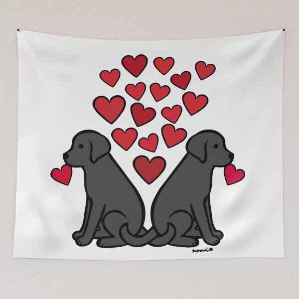 Artikelvorschau, Zwei schwarze Labradore mit Herzen entworfen und verkauft von HappyLabradors.