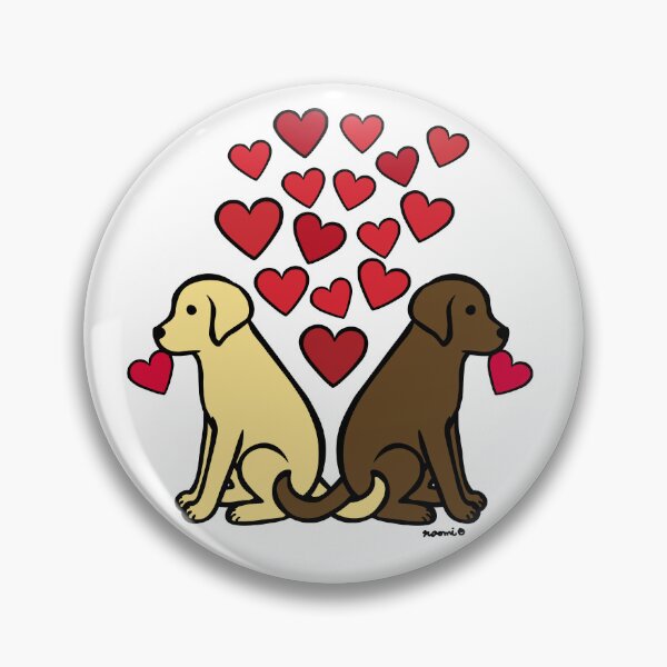 Item preview, Yellow Lab and Chocolate Lab with Hearts designed and sold by HappyLabradors.