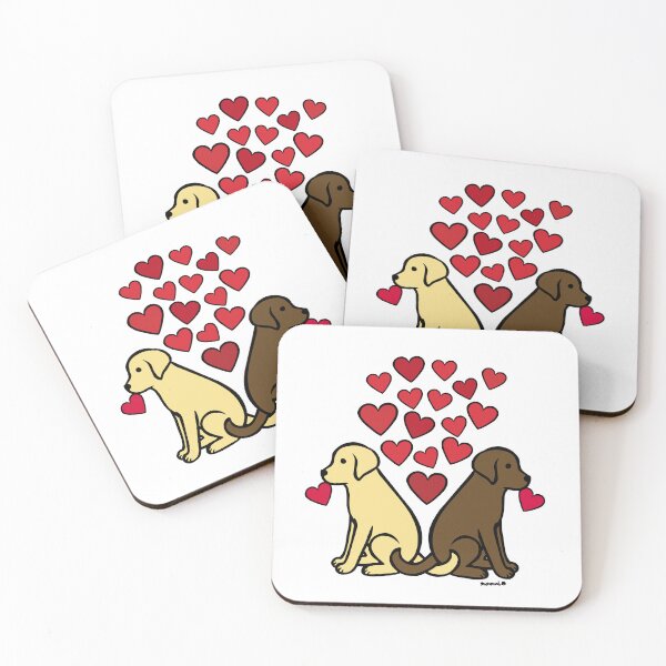 Item preview, Yellow Lab and Chocolate Lab with Hearts designed and sold by HappyLabradors.