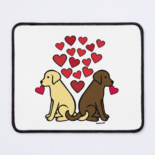 Item preview, Yellow Lab and Chocolate Lab with Hearts designed and sold by HappyLabradors.
