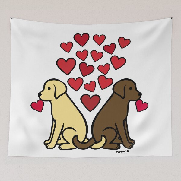 Item preview, Yellow Lab and Chocolate Lab with Hearts designed and sold by HappyLabradors.
