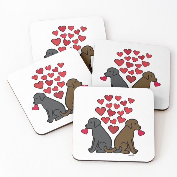 Item preview, Labrador negro y Labrador chocolate con corazones designed and sold by HappyLabradors.