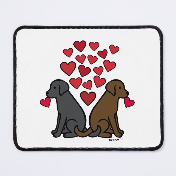 Item preview, Black Lab and Chocolate Lab with Hearts designed and sold by HappyLabradors.