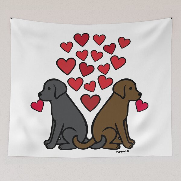 Item preview, Black Lab and Chocolate Lab with Hearts designed and sold by HappyLabradors.