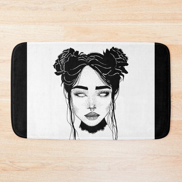 Item preview, Elegant Girl with Floral Buns – Black and White Line Art designed and sold by MarinaBlackArt.
