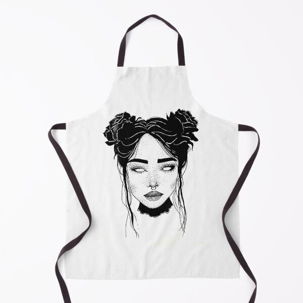 Item preview, Elegant Girl with Floral Buns – Black and White Line Art designed and sold by MarinaBlackArt.