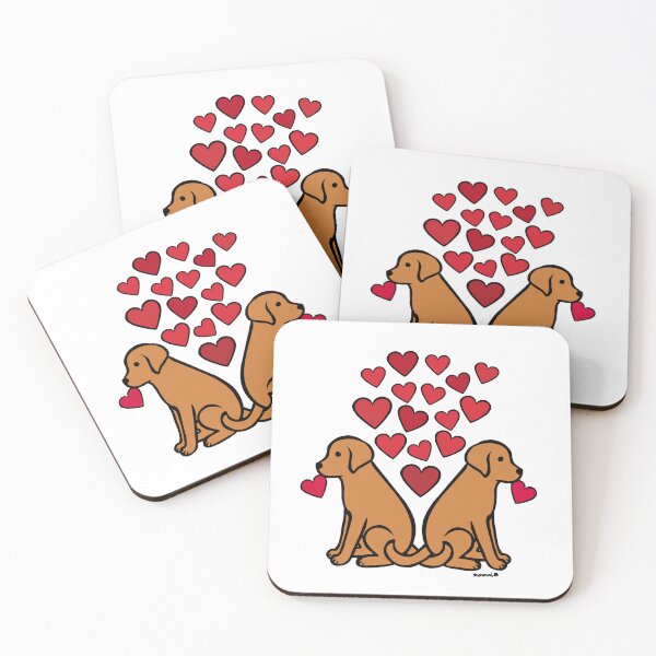 Item preview, Two Fox Red Labs with Hearts designed and sold by HappyLabradors.