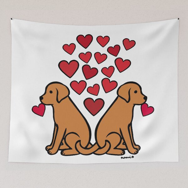 Item preview, Two Fox Red Labs with Hearts designed and sold by HappyLabradors.