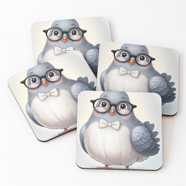 Artikelvorschau, The Dapper Pigeon - Niedlicher Cartoon-Vogel mit Brille und Fliege entworfen und verkauft von Animals Wearing Glasses.