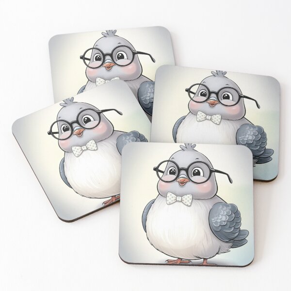 Artikelvorschau, The Dapper Pigeon - Niedlicher Cartoon-Vogel mit Brille und Fliege entworfen und verkauft von Animals Wearing Glasses.