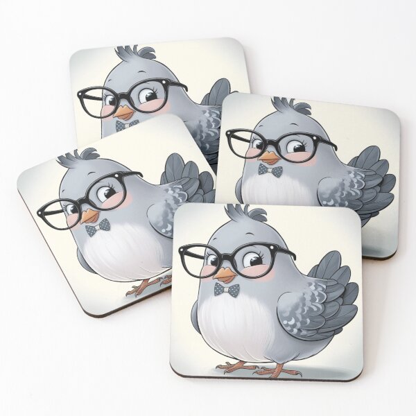 Artikelvorschau, The Dapper Pigeon - Niedlicher Cartoon-Vogel mit Brille und Fliege entworfen und verkauft von Animals Wearing Glasses.
