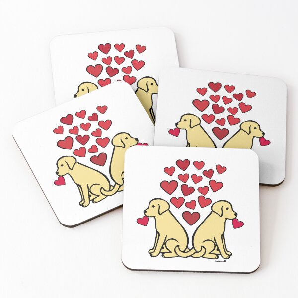 Item preview, Two Yellow Labs with Hearts designed and sold by HappyLabradors.